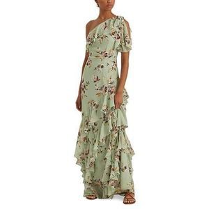 Lauren Ralph Lauren Women's Chiffon Floral Evening Dress (18, Sage/Pink Multi)